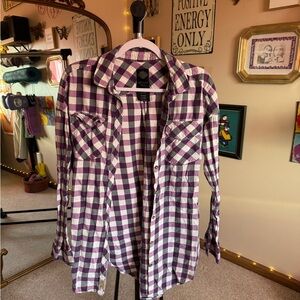 Harley-Davidson Purple and White Plaid Shirt